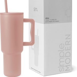 New Mauve Simple Modern 40 oz Insulated Stainless Steel Tumbler with Straw, Lid